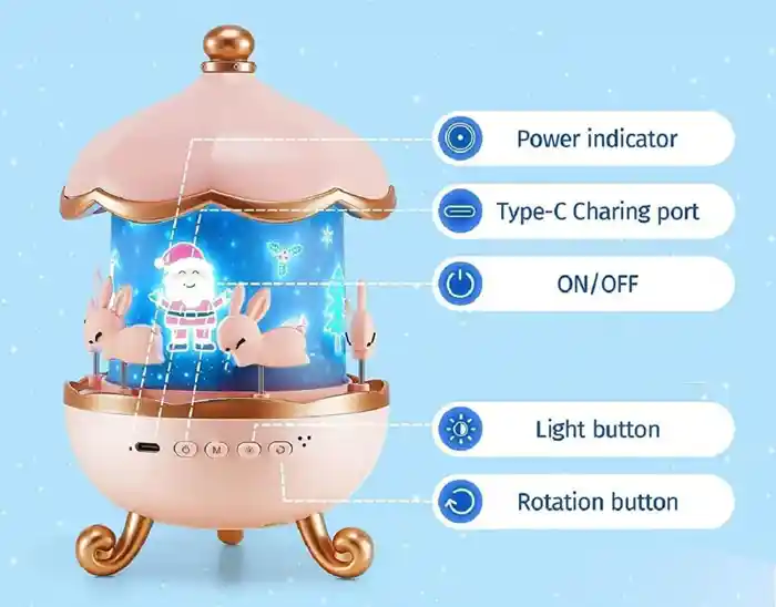Rotating Cabin Projector Lamp Star Projector Night Light for Kids Baby carousel night light